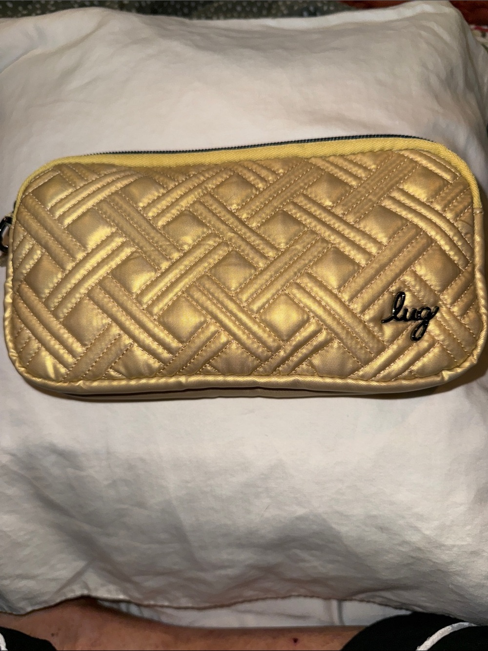 lug Quilted Metallic Gold Crossbody Pouch